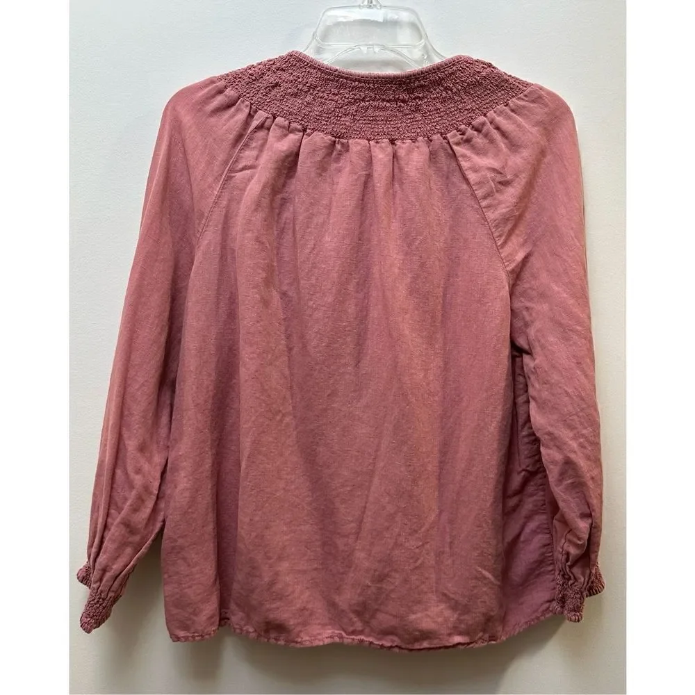 Rachel Zoe women’s pink long sleeve shirt w/ruching on neckline & wrist #26-0685